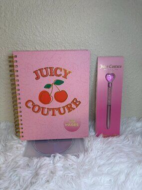 Juicy Couture Cherry Pink Large Spiral Journal Heart Pen 316 Pages NWT